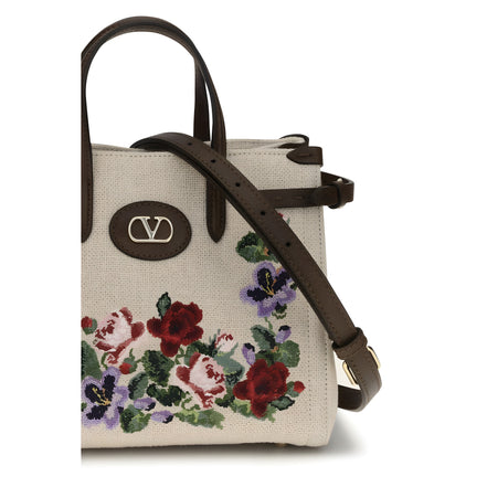 Geantă de umăr Valentino Garavani bej din in