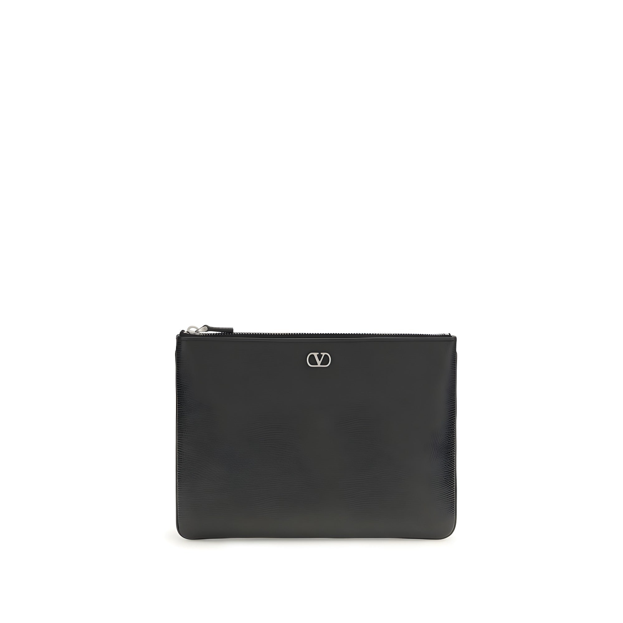 Valentino Garavani Black Calf Leather Bos Taurus Clutch Bag