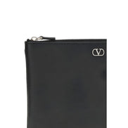 Valentino Garavani Black Calf Leather Bos Taurus Clutch Bag