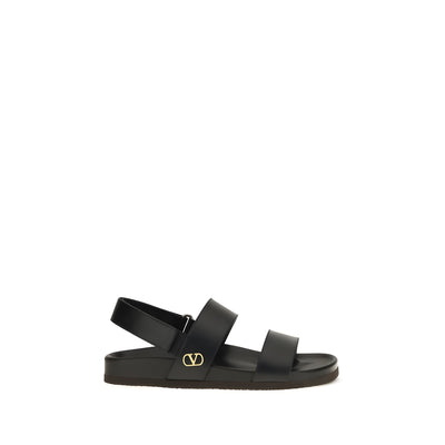 Valentino Garavani Sandale plate negre