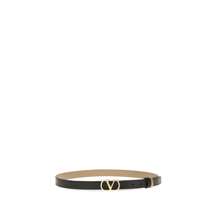 Curea reversibilă Valentino Garavani neagră cu logo V, 2 cm