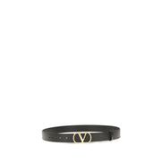 Valentino Garavani Black VLogo Signature Belt Brass