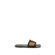 Valentino Garavani Black Calf Leather Flat Sandals
