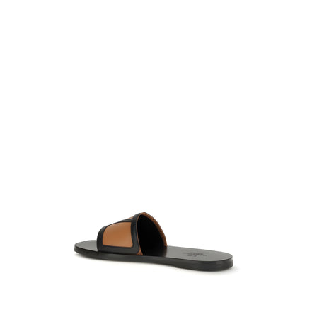 Valentino Garavani Black Calf Leather Flat Sandals