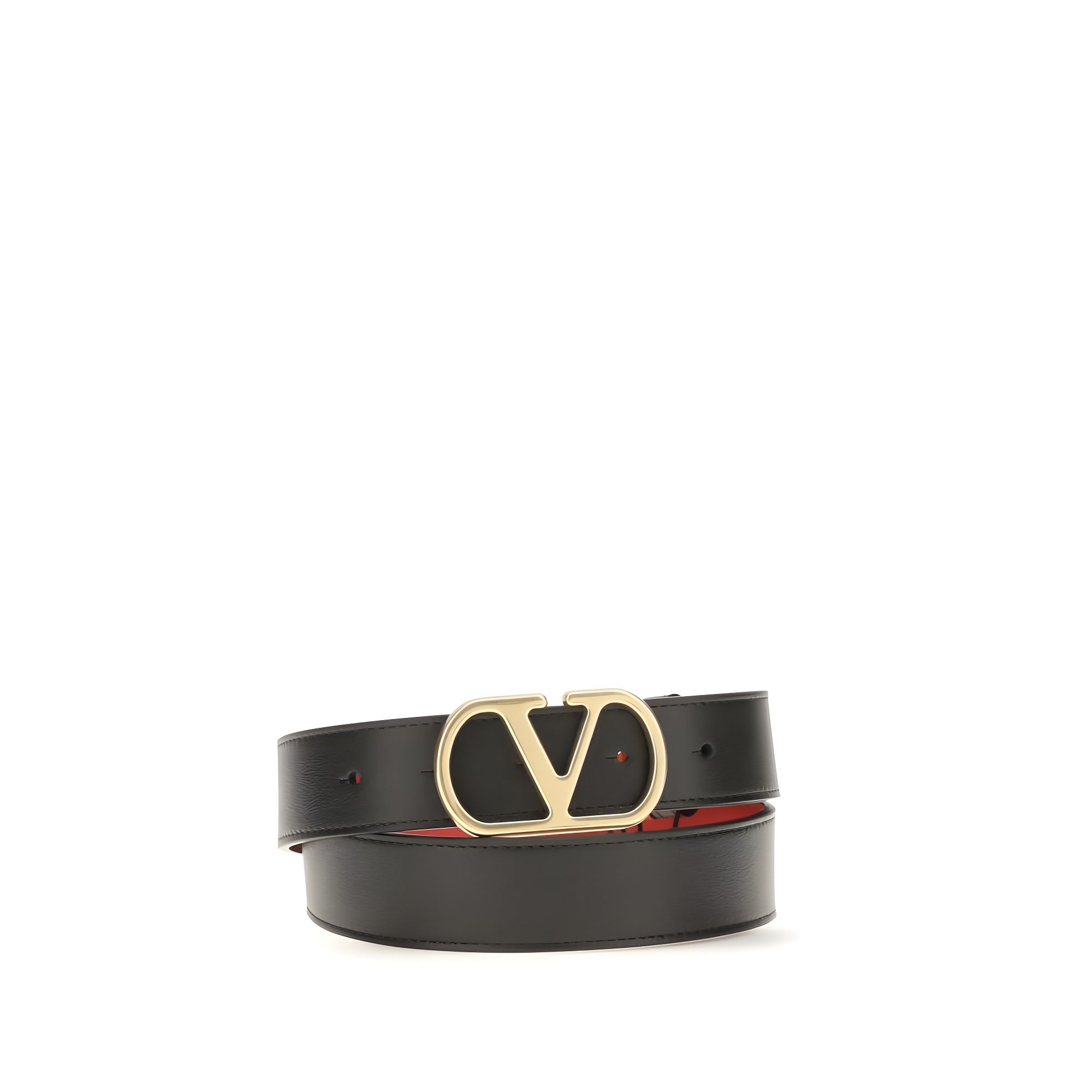 Valentino Garavani Black Calf Leather Regular Belt