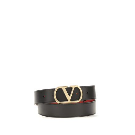 Valentino Garavani Black Calf Leather Regular Belt