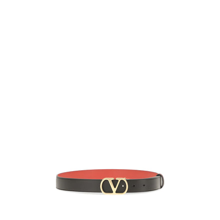 Valentino Garavani Black Calf Leather Regular Belt
