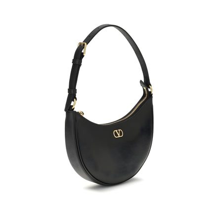 Valentino Garavani Black Calf Leather Shoulder Bag