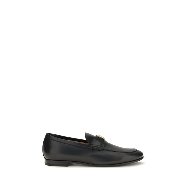 Valentino Garavani Black Calf Leather Slip-On Loafers