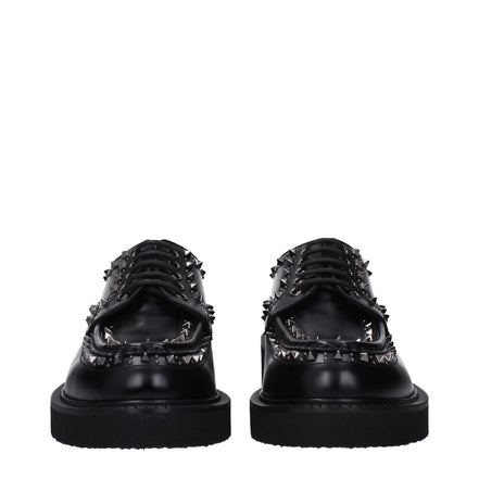 Valentino Garavani Black Leather Oxfords And Derbies