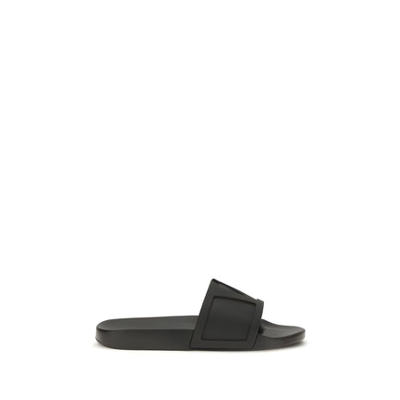 Valentino Garavani Black Rubber Flat Sandals