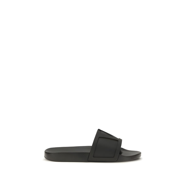 Valentino Garavani Black Rubber Flat Sandals