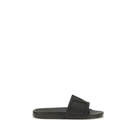 Valentino Garavani Black Rubber Flat Sandals