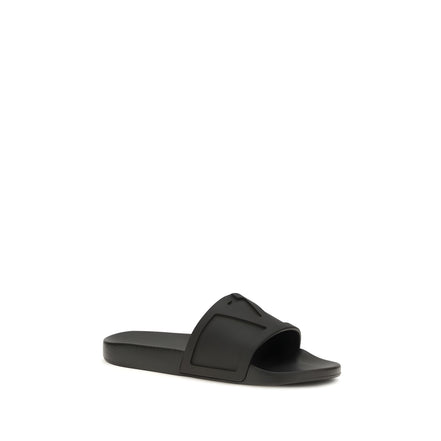 Valentino Garavani Black Rubber Flat Sandals