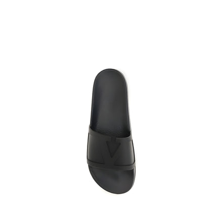 Valentino Garavani Black Rubber Flat Sandals