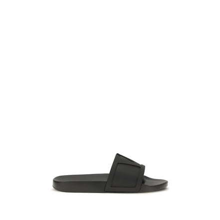 Valentino Garavani Black Rubber Flat Sandals