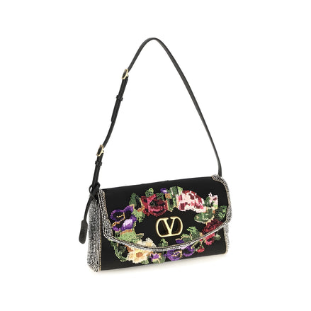 Valentino Garavani Black Satin Shoulder Bag