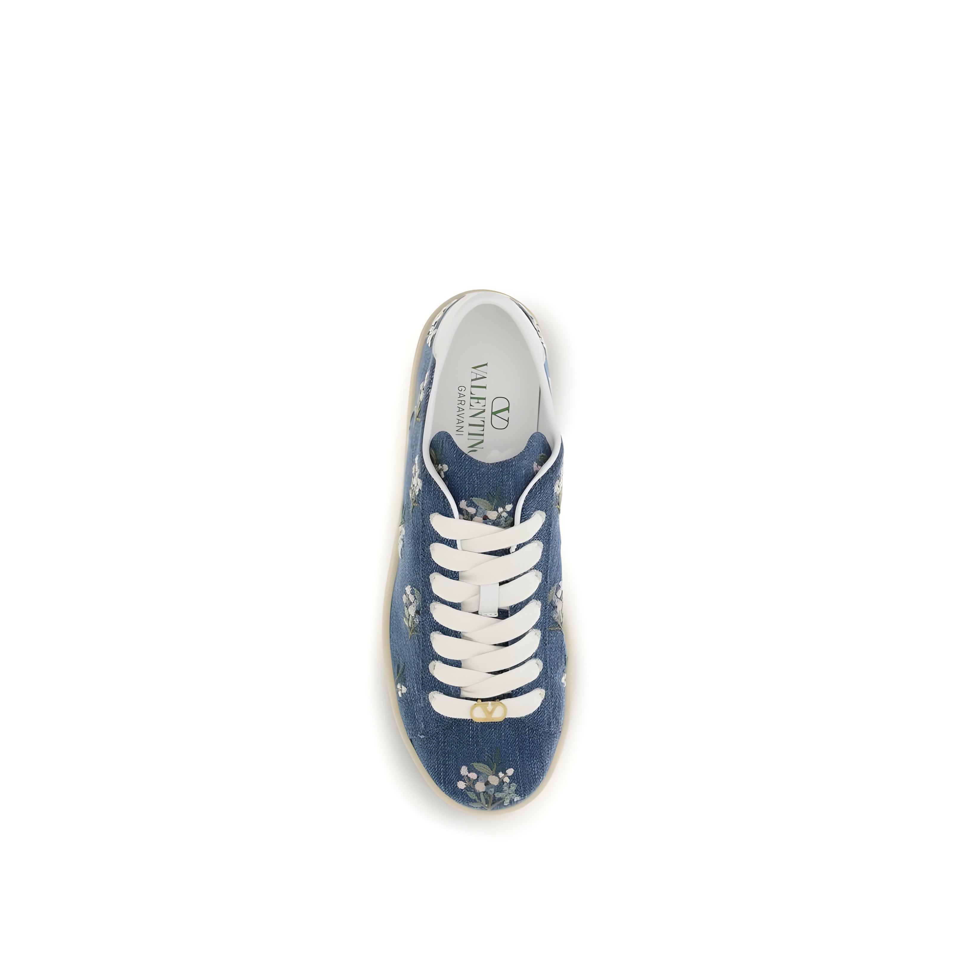 Adidași jos din stofă albaștră Valentino Garavani