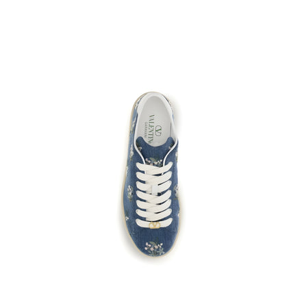 Adidași jos din stofă albaștră Valentino Garavani