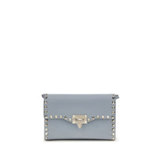 Geantă de umăr mică Valentino Garavani Rockstud, albastră
