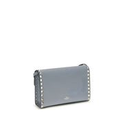 Geantă de umăr mică Valentino Garavani Rockstud, albastră