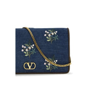 Valentino Garavani Blue Cotton Shoulder Bag