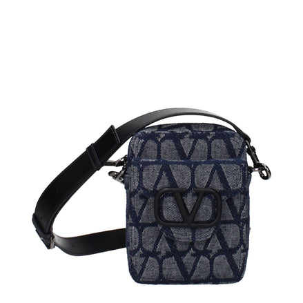 Geantă crossbody Valentino Garavani din material textil albastru