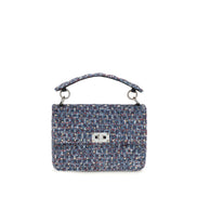 Geantă de umăr Valentino Garavani albastră din material textil