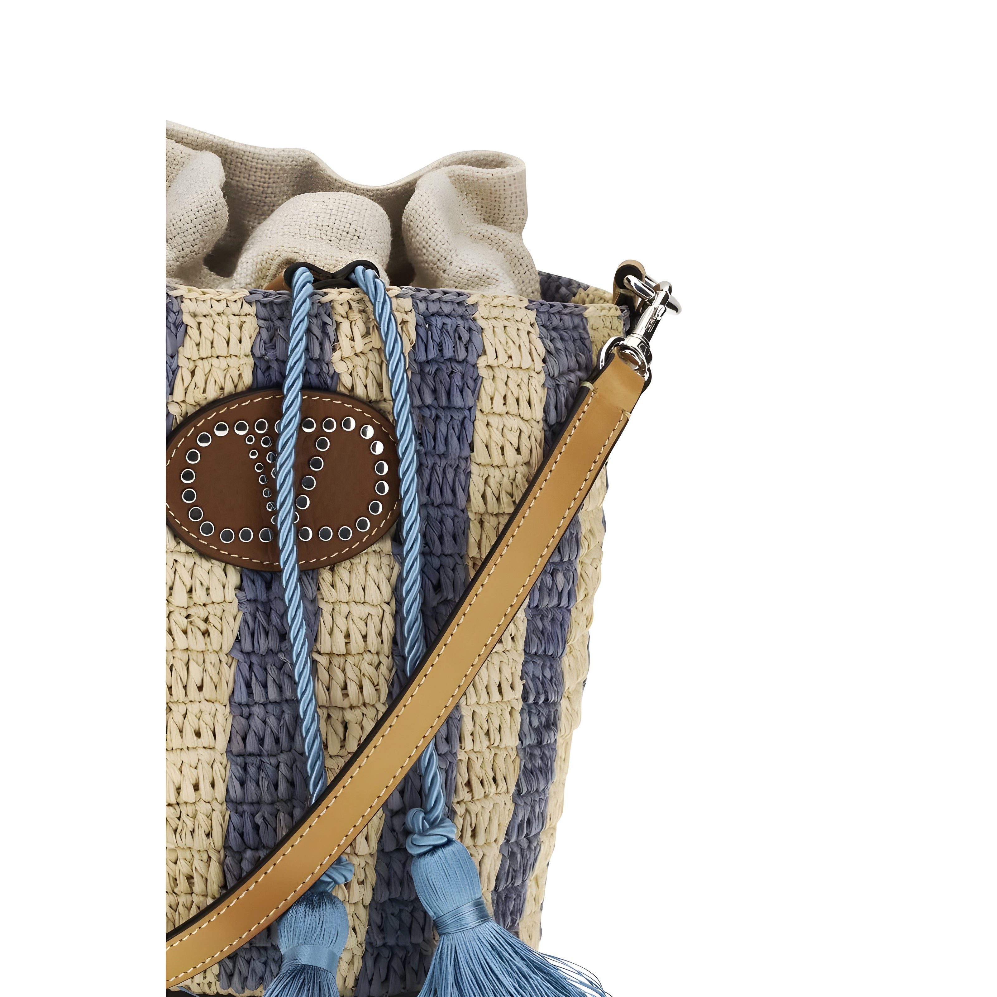 Valentino Garavani Blue Raffia Bucket Bag