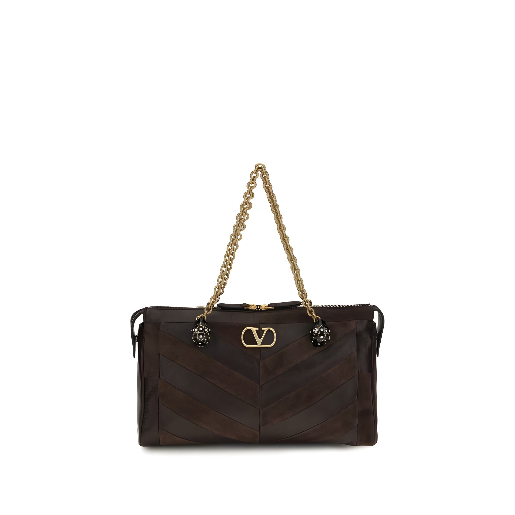 Valentino Garavani Brown Calf Leather Shoulder Bag