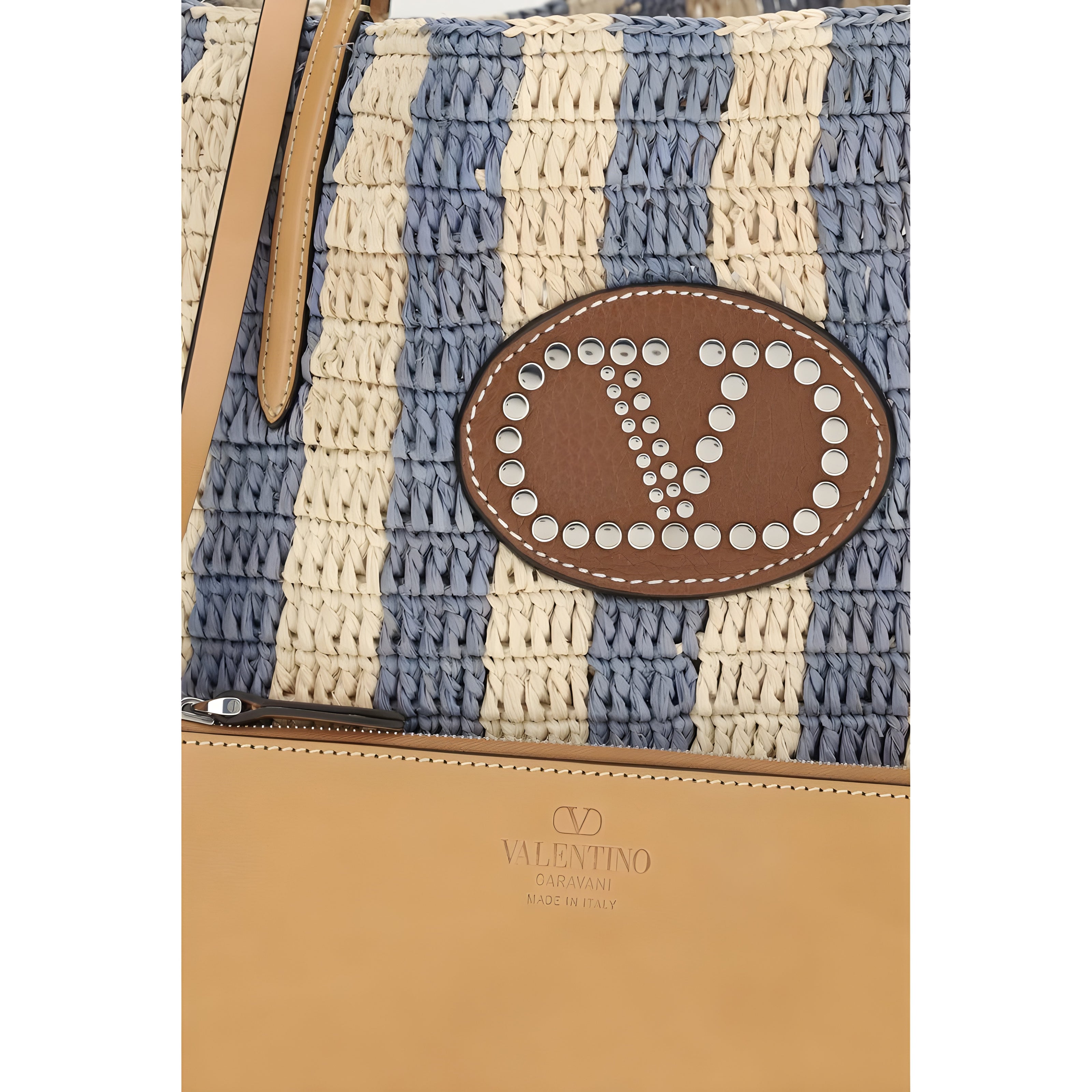 Geantă tip găleată Valentino Garavani din rafie multicoloră