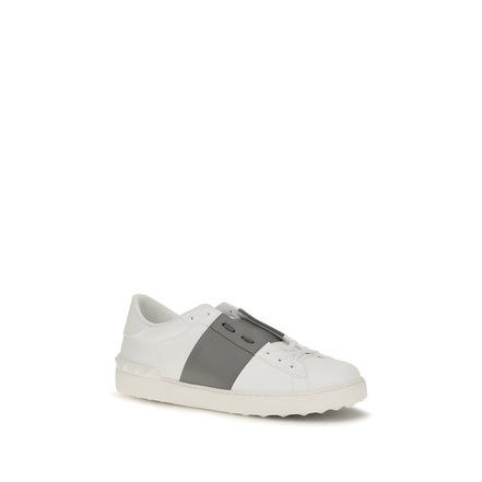 Sneakers low top Valentino Garavani argintii din piele