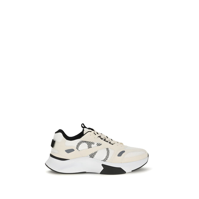 Sneakers low top Valentino Garavani albi din material textil