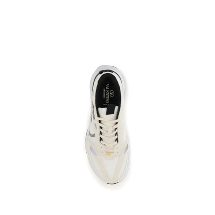 Sneakers low top Valentino Garavani albi din material textil
