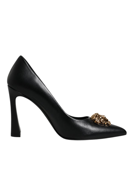 Pantofi cu toc înalt din piele neagră Versace