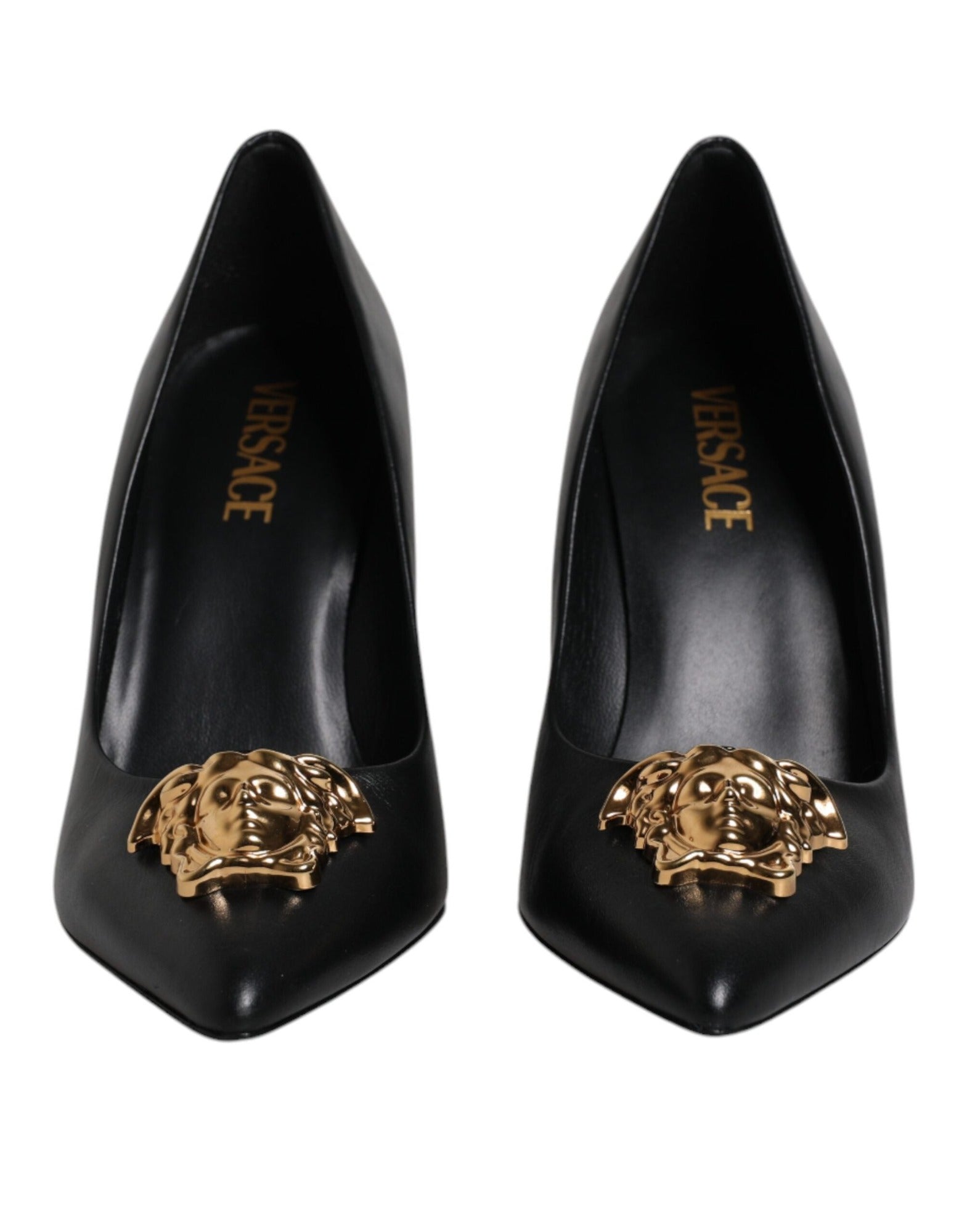 Versace Black Leather High Heel Pumps