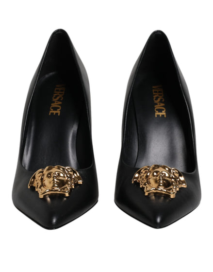 Pantofi cu toc înalt din piele neagră Versace