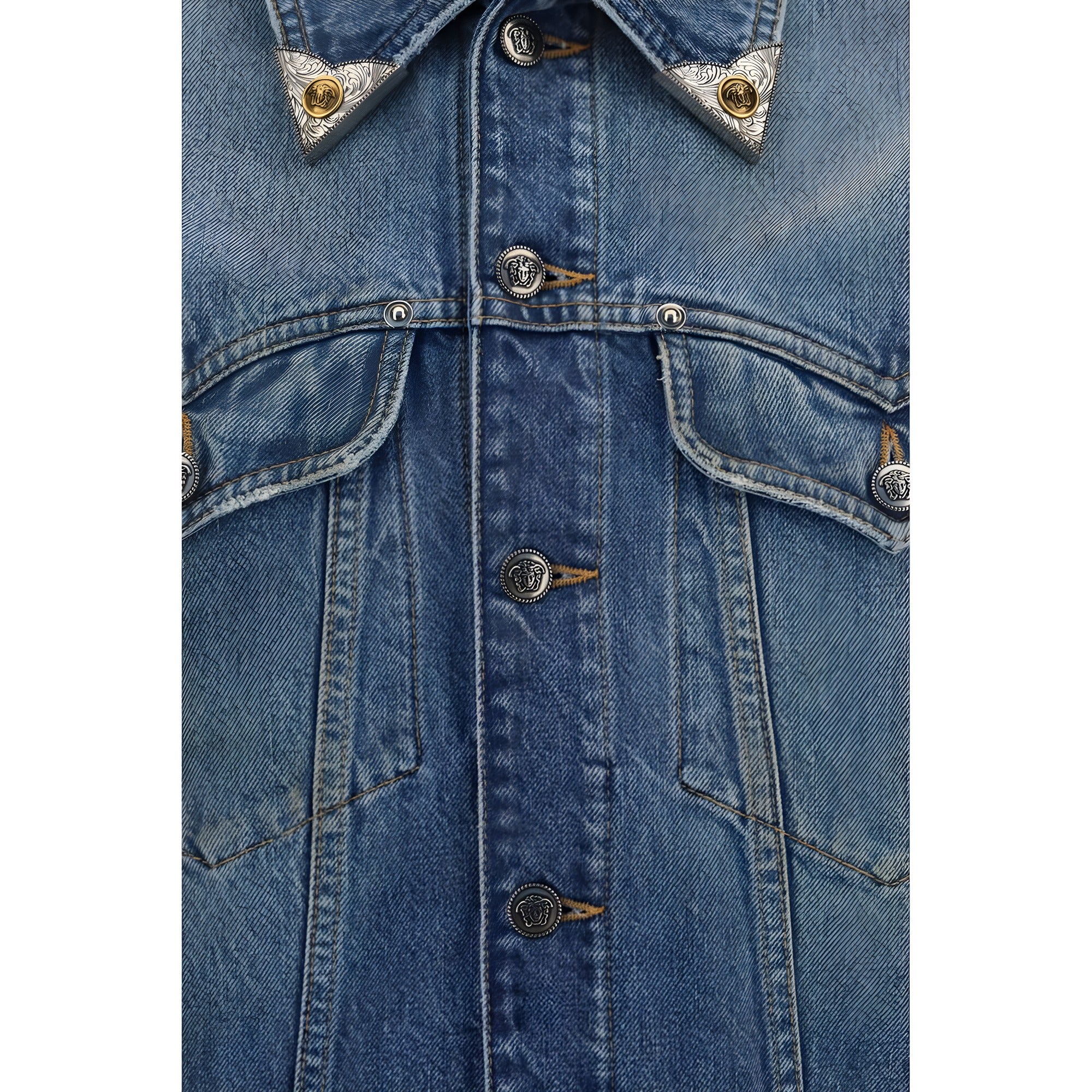 Jachetă din denim Versace albastră din bumbac