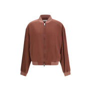 Geacă bomber Versace din mătase Bordeaux
