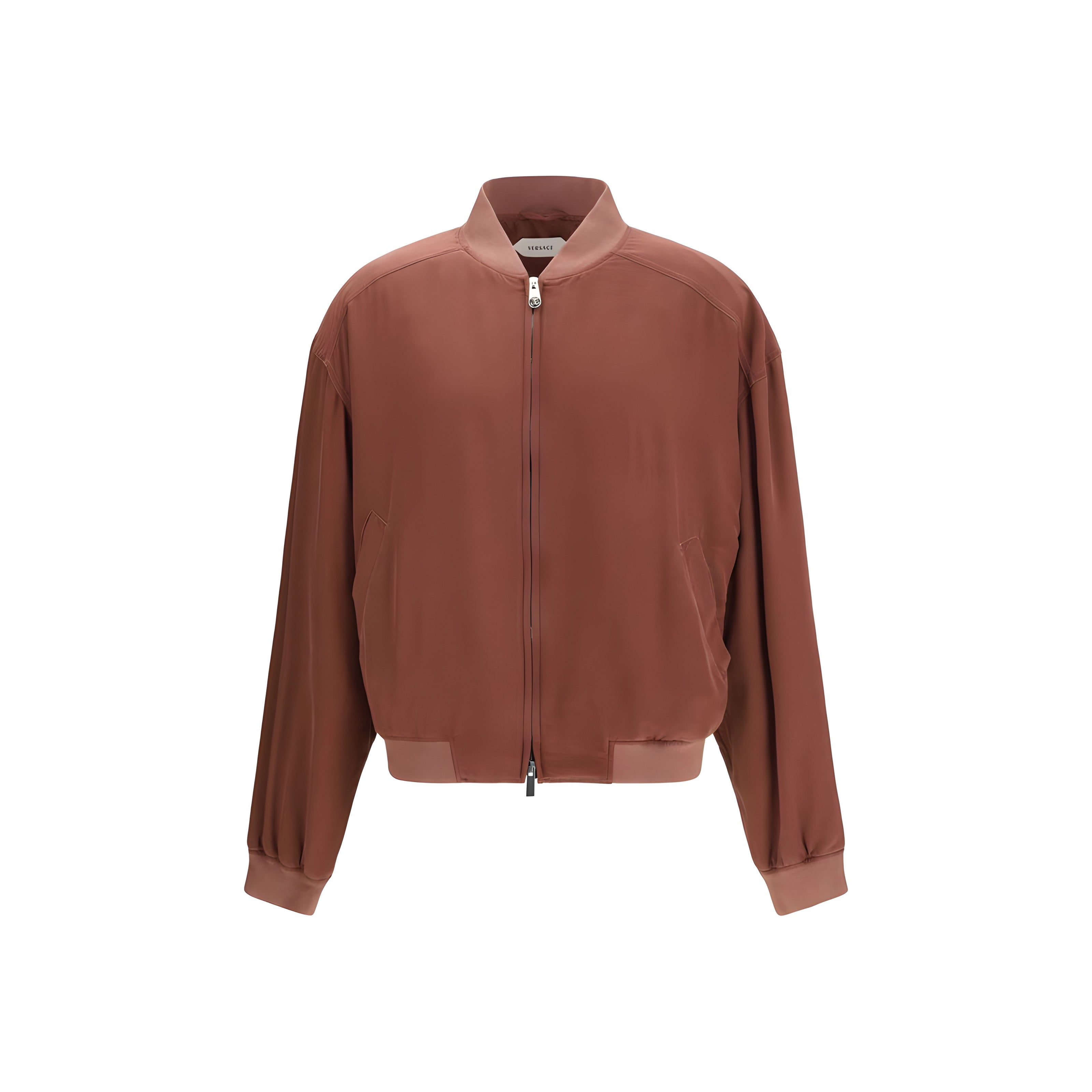 Geacă bomber Versace din mătase Bordeaux