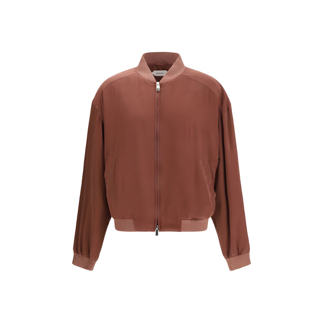 Geacă bomber Versace din mătase Bordeaux