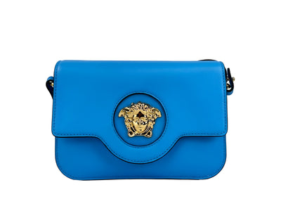 Geantă crossbody din piele Versace La Medusa albastru
