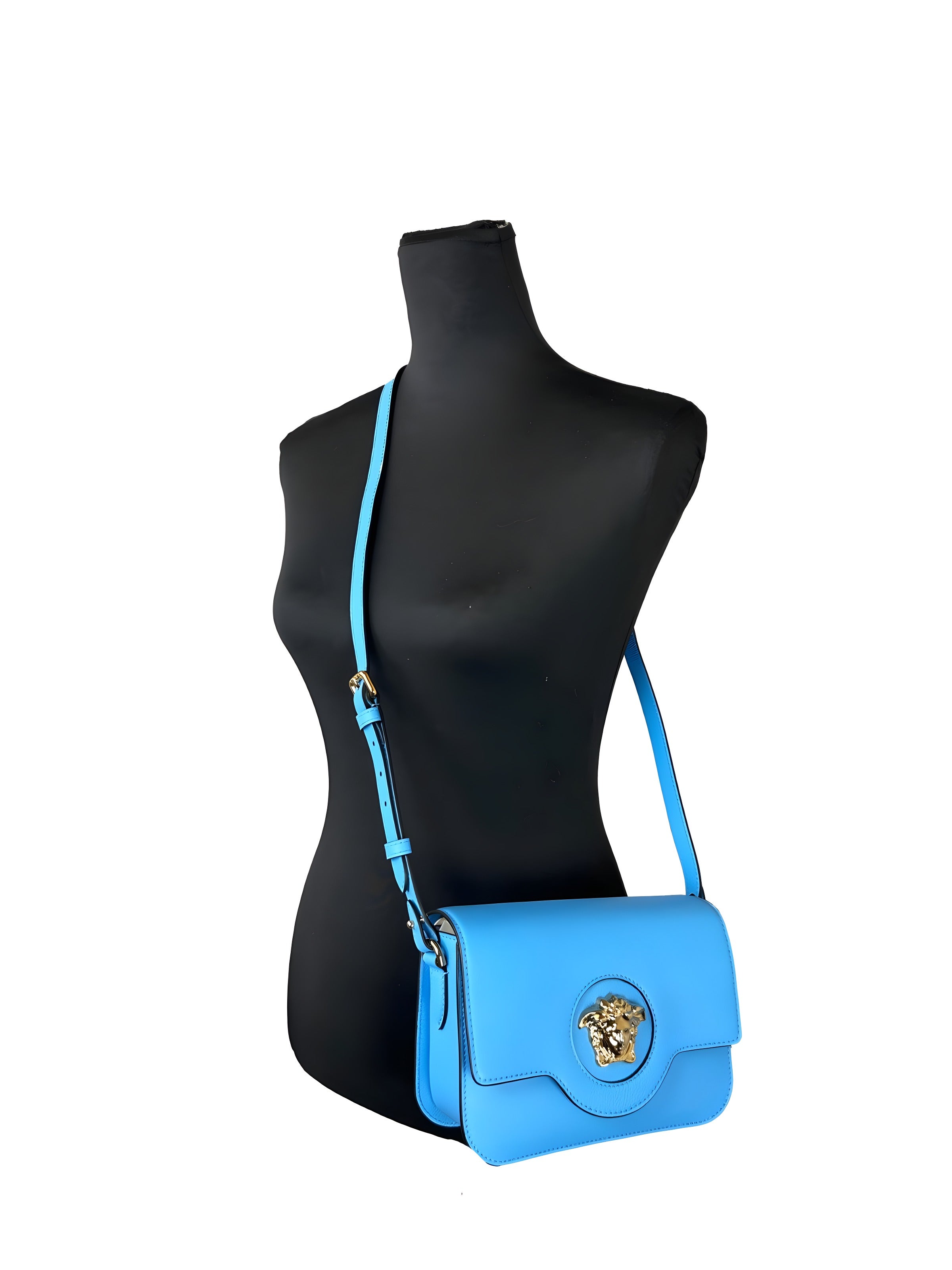 Geantă crossbody din piele Versace La Medusa albastru