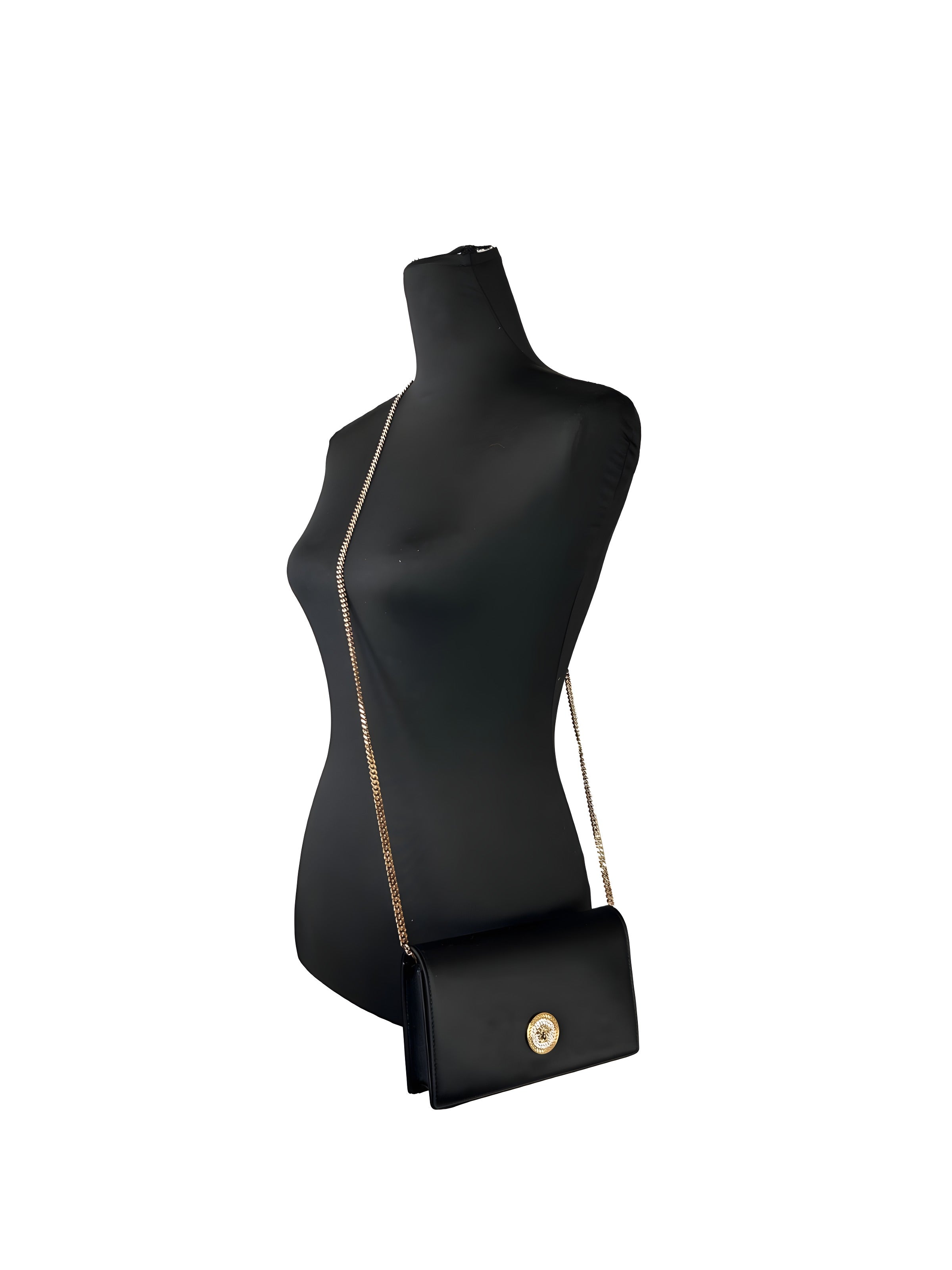Versace Mini Chain Black Crossbody Wallet Bag