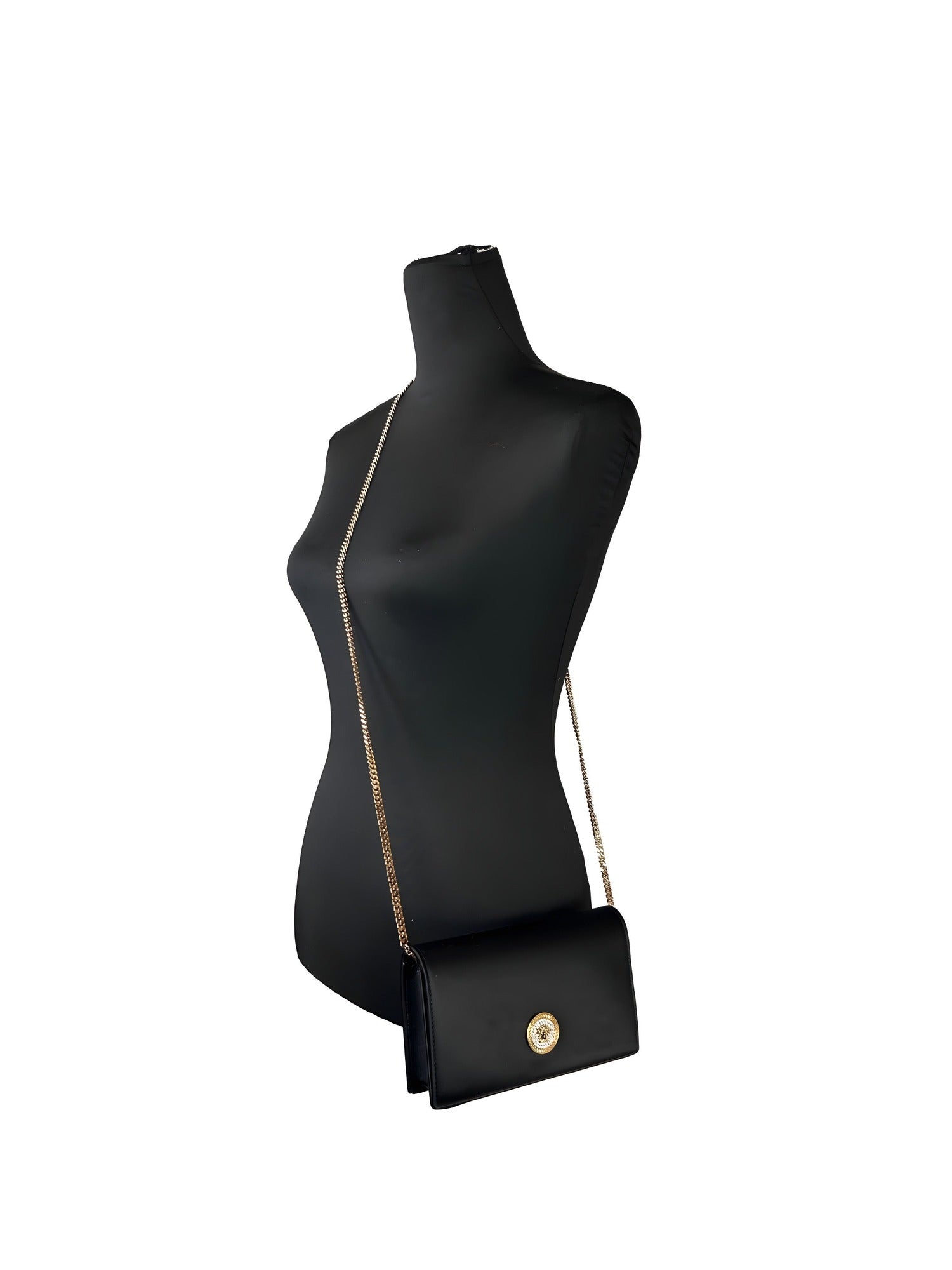 Versace Mini Chain Black Crossbody Wallet Bag