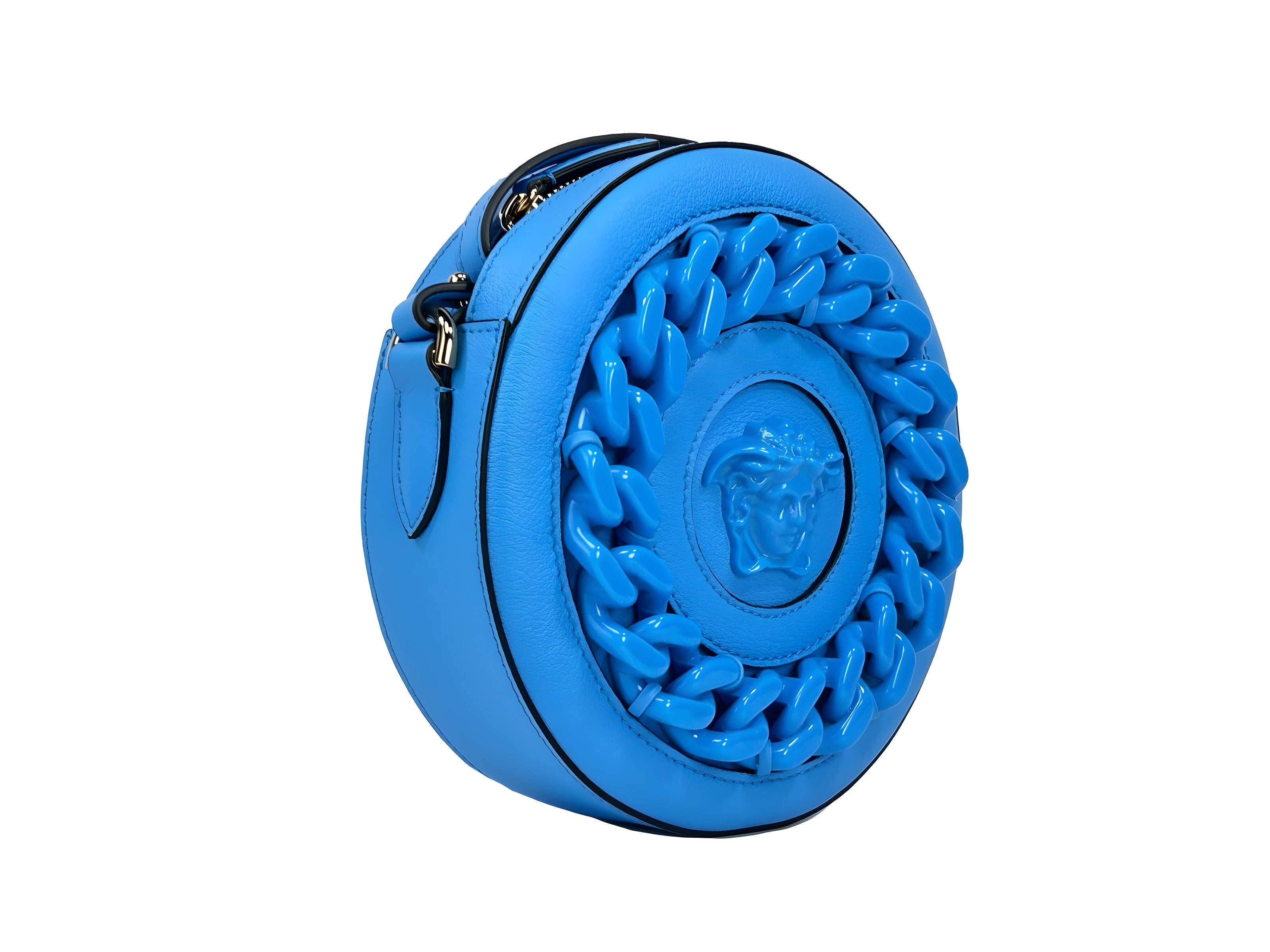 Versace Disco Round Leather Camera Crossbody Bag