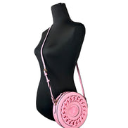 Geantă crossbody Versace Disco Round din piele, tip cameră foto