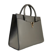 Geantă Versace Virtus Large din Piele, Tip Satchel cu Mâner Superior, Gri