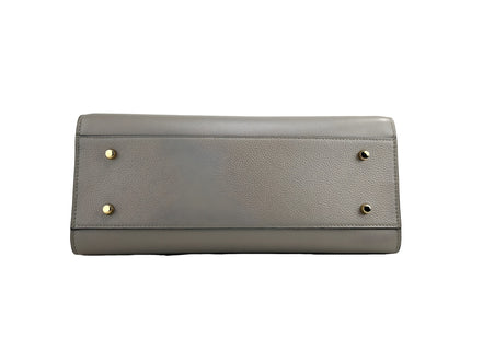 Geantă Versace Virtus Large din Piele, Tip Satchel cu Mâner Superior, Gri