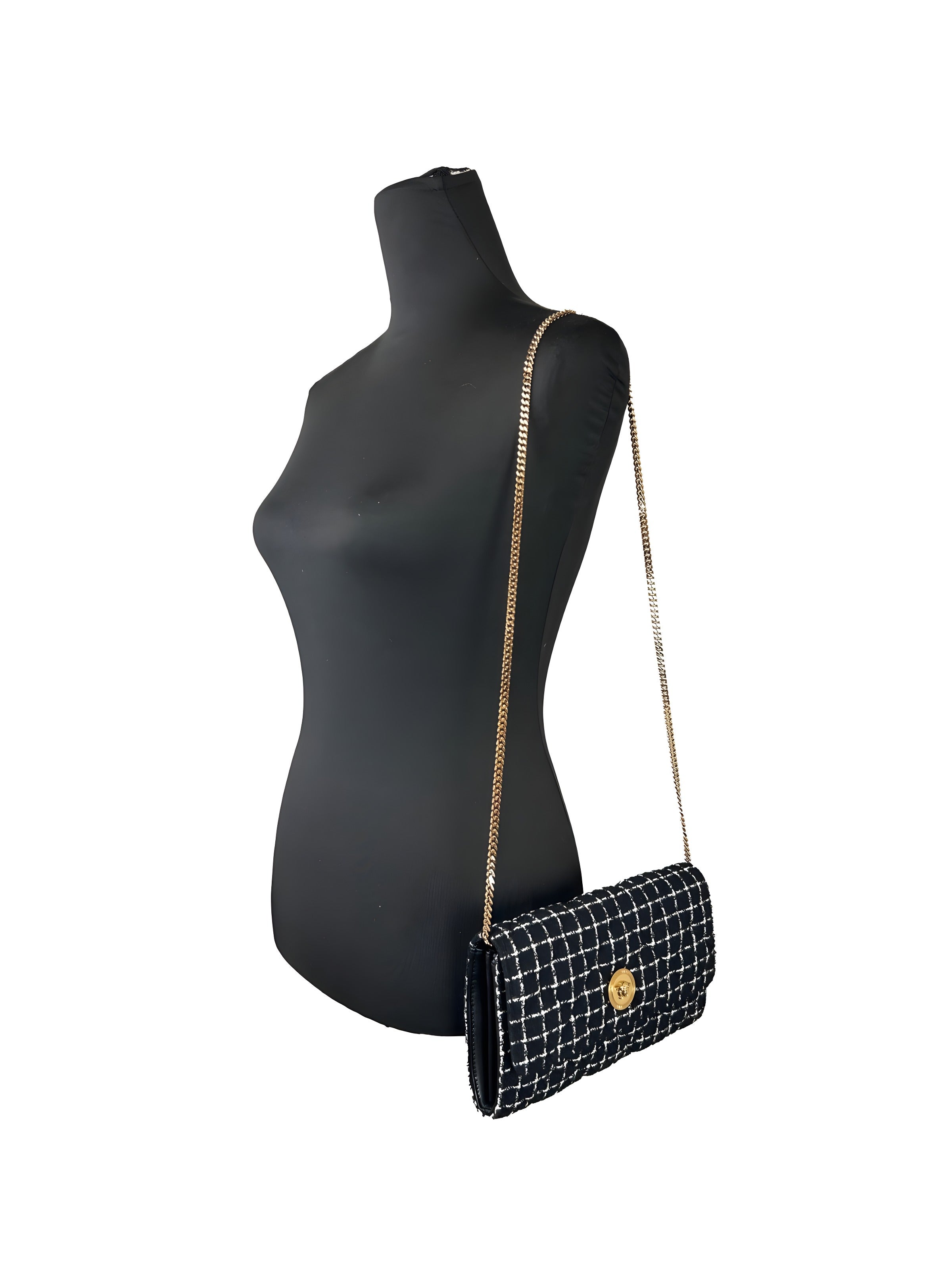 Versace Black Wallet On A Chain Crossbody Bag